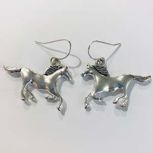 Silver Horse Drop Earrings